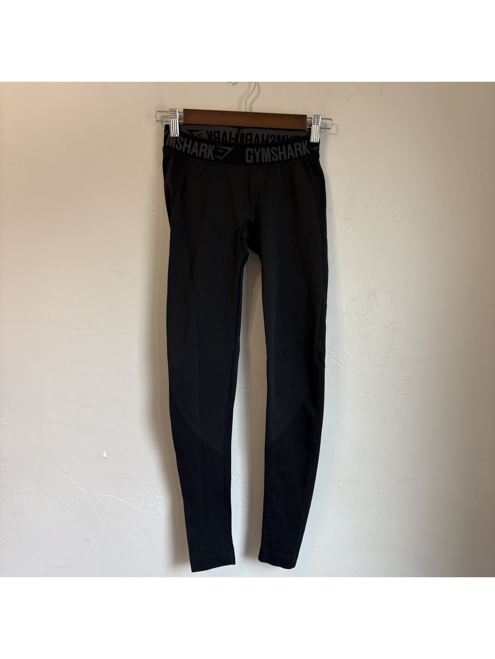 Gymshark Black Leggings Logo Waistband Athletic Workout Pants Women's Small S